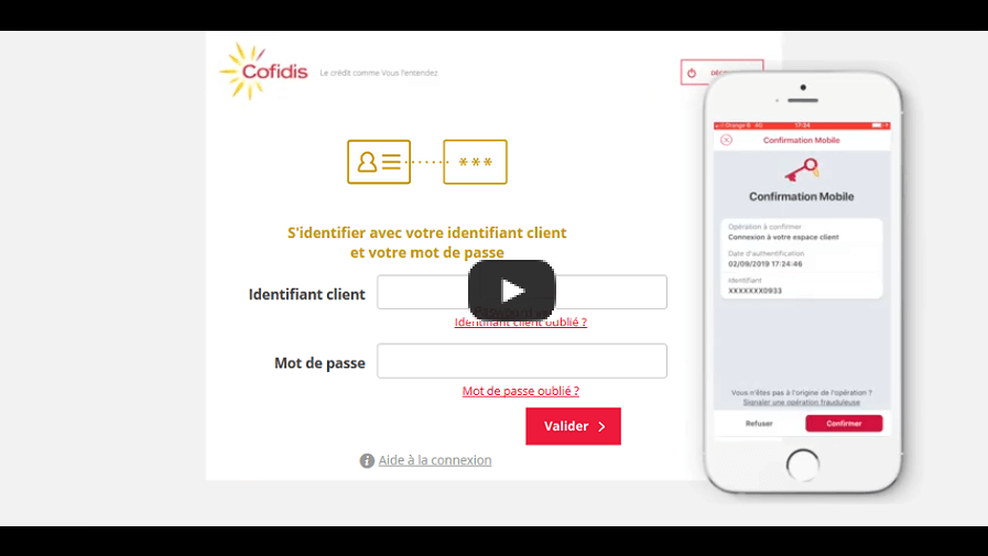 Image vidéo Espace Client Cofidis Confirmation mobile