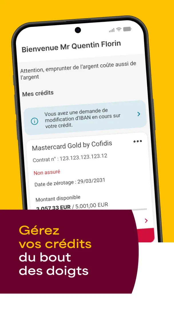 Page d’accueil de l’application mobile