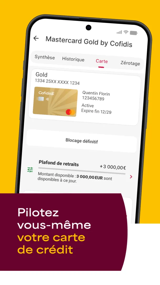 Gestion de la Mastercard Gold via l’appli mobile