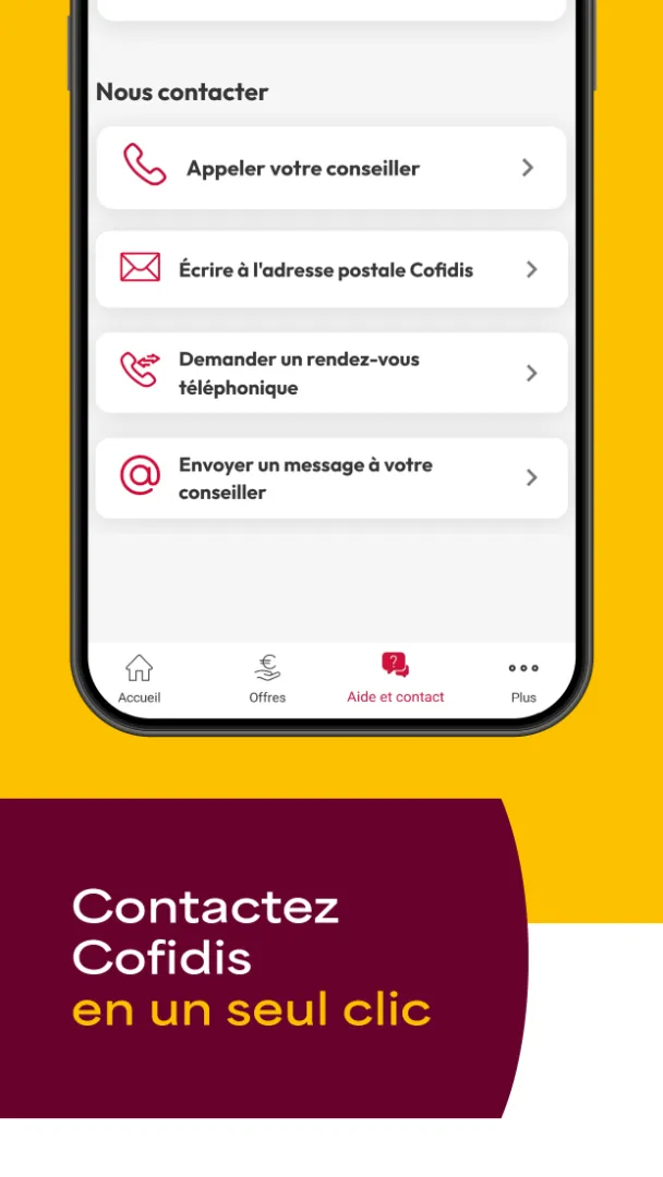 Tous les moyens de contact depuis l’application mobile