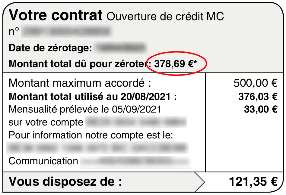 image du relevé de compte