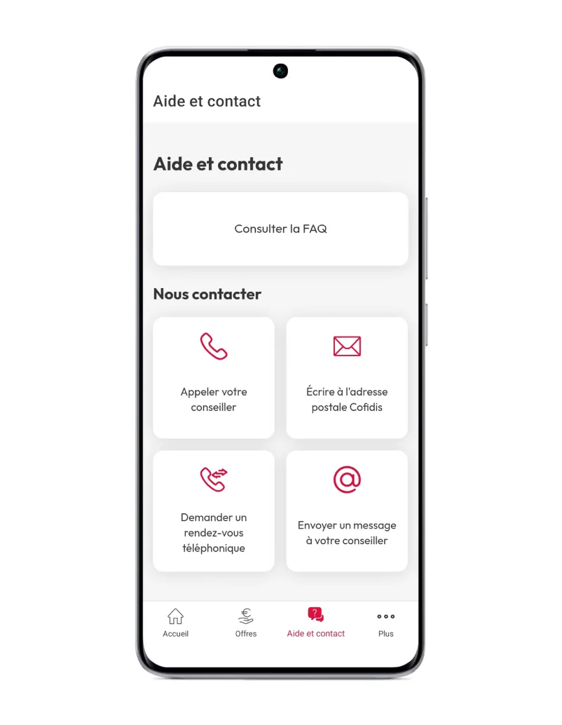 Alle functies van de mobiele app van Cofidis