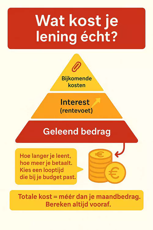 Infographic die de verschillende kosten illustreert die verbonden zijn aan het afsluiten van een lening